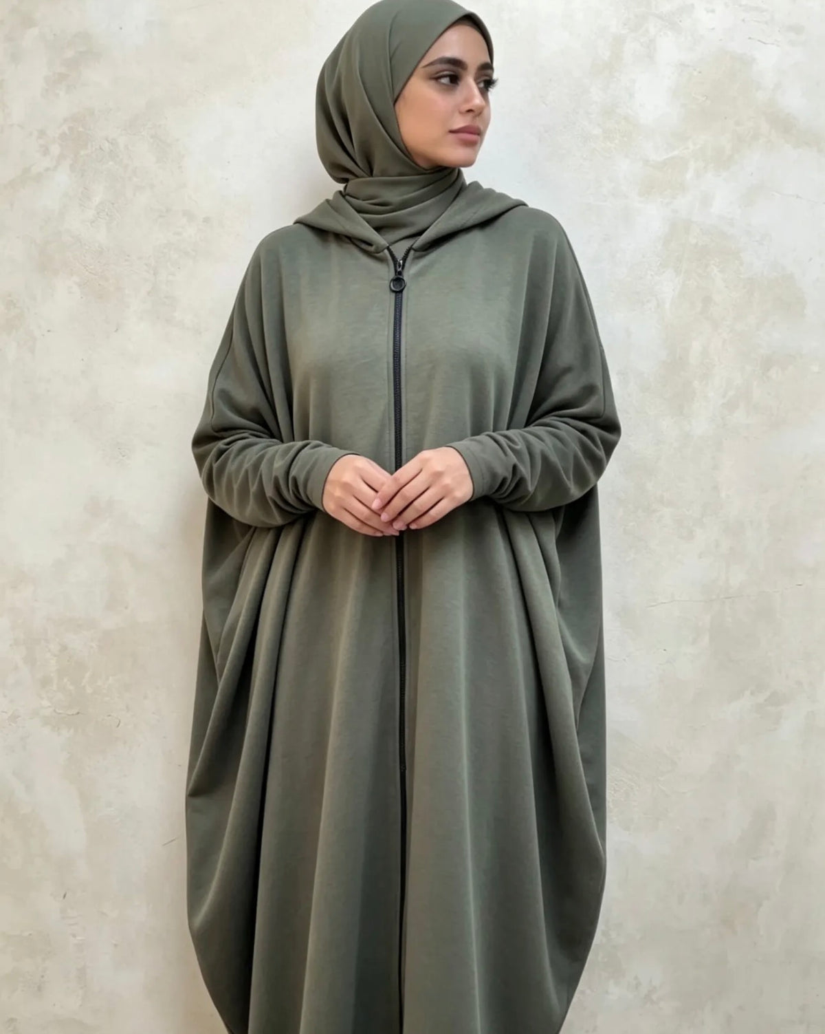 Viskose Zip-Abaya – weich & fließend - 5056