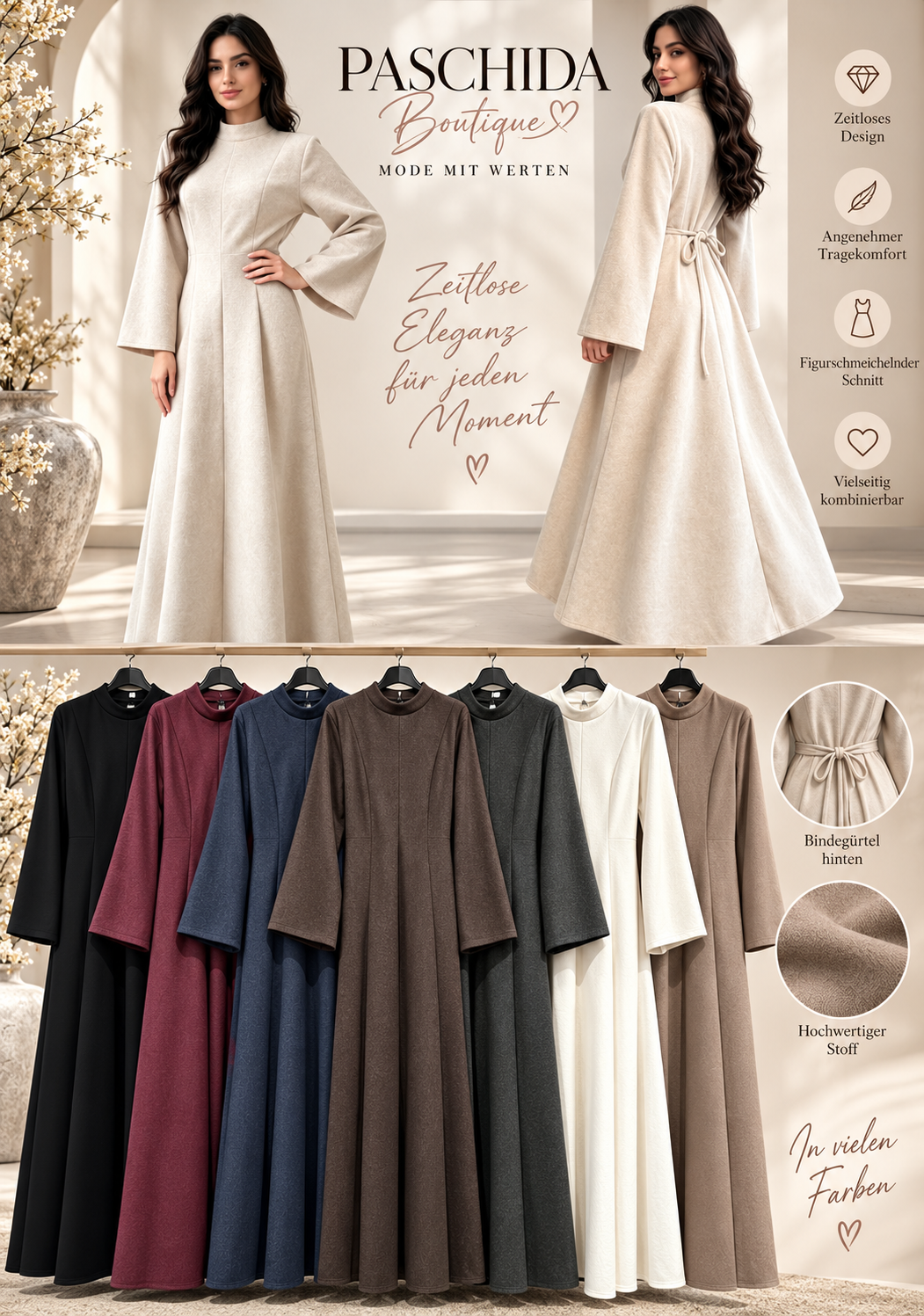 Elegante Abaya mit Schnürung am Rücken