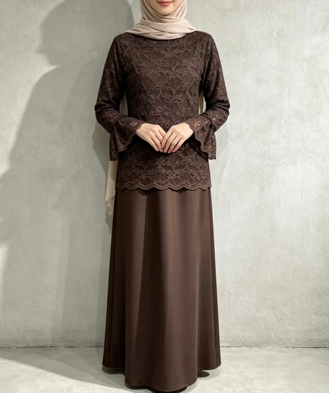 Elegantes Spitzen-Set mit Rock -1507