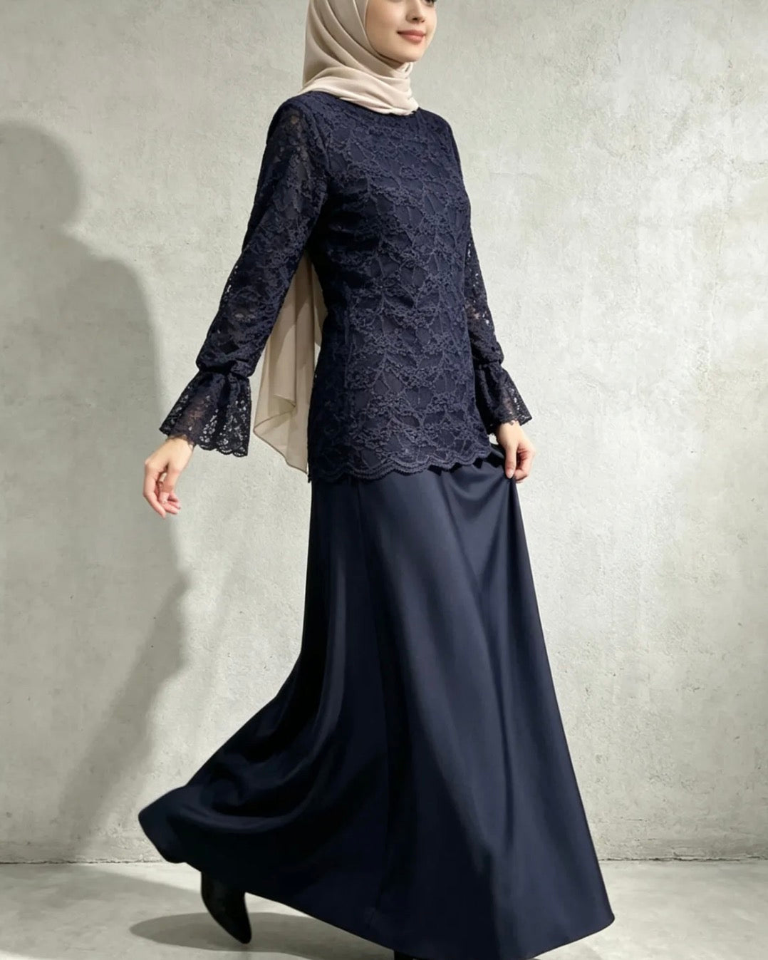 Elegantes Spitzen-Set mit Rock -1507