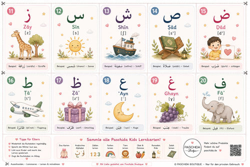 Arabisches Alphabet – Lernkarten für Kinder (PDF zum Ausdrucken)