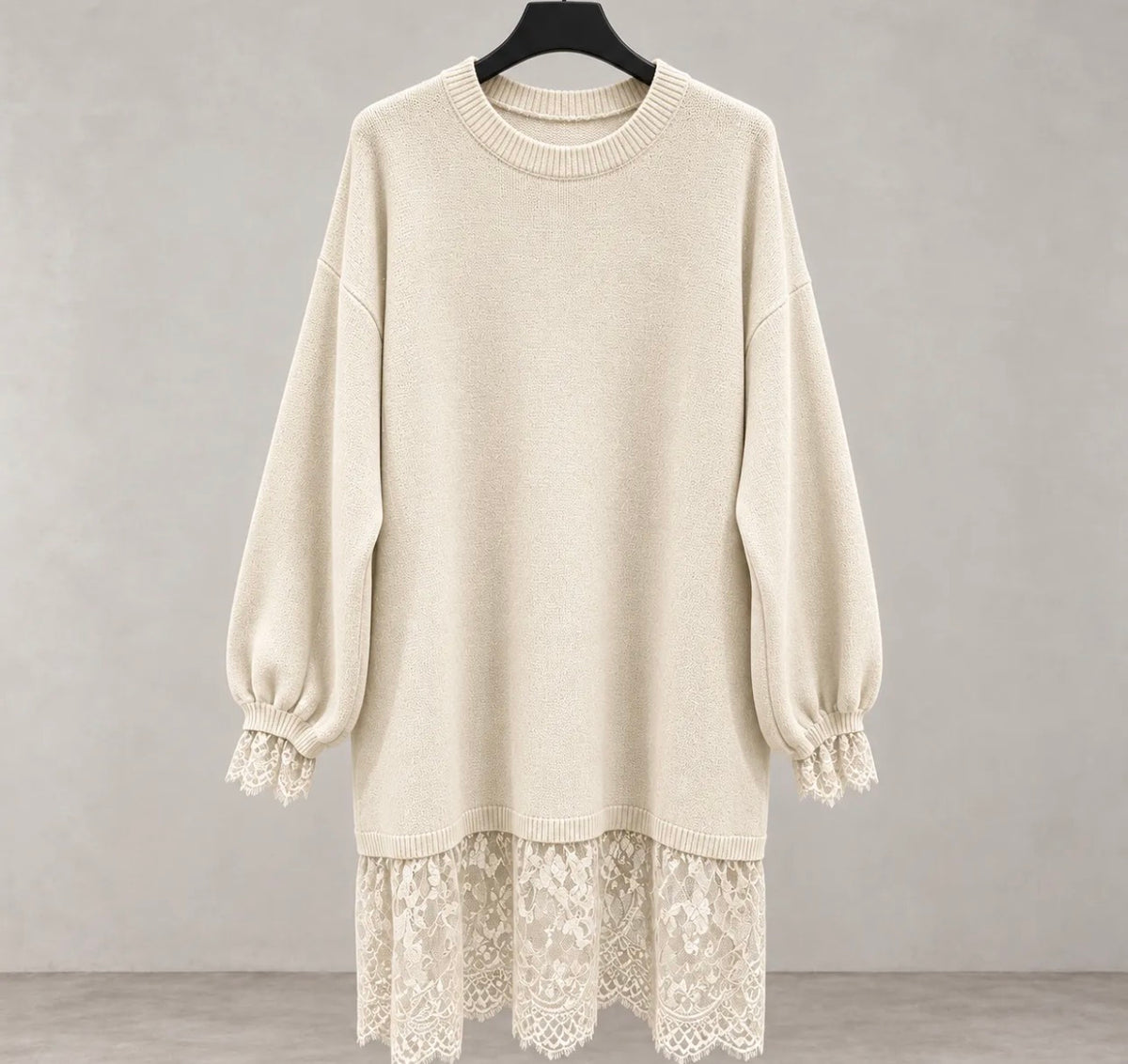 Strickpullover mit Spitzenabschluss – 6010