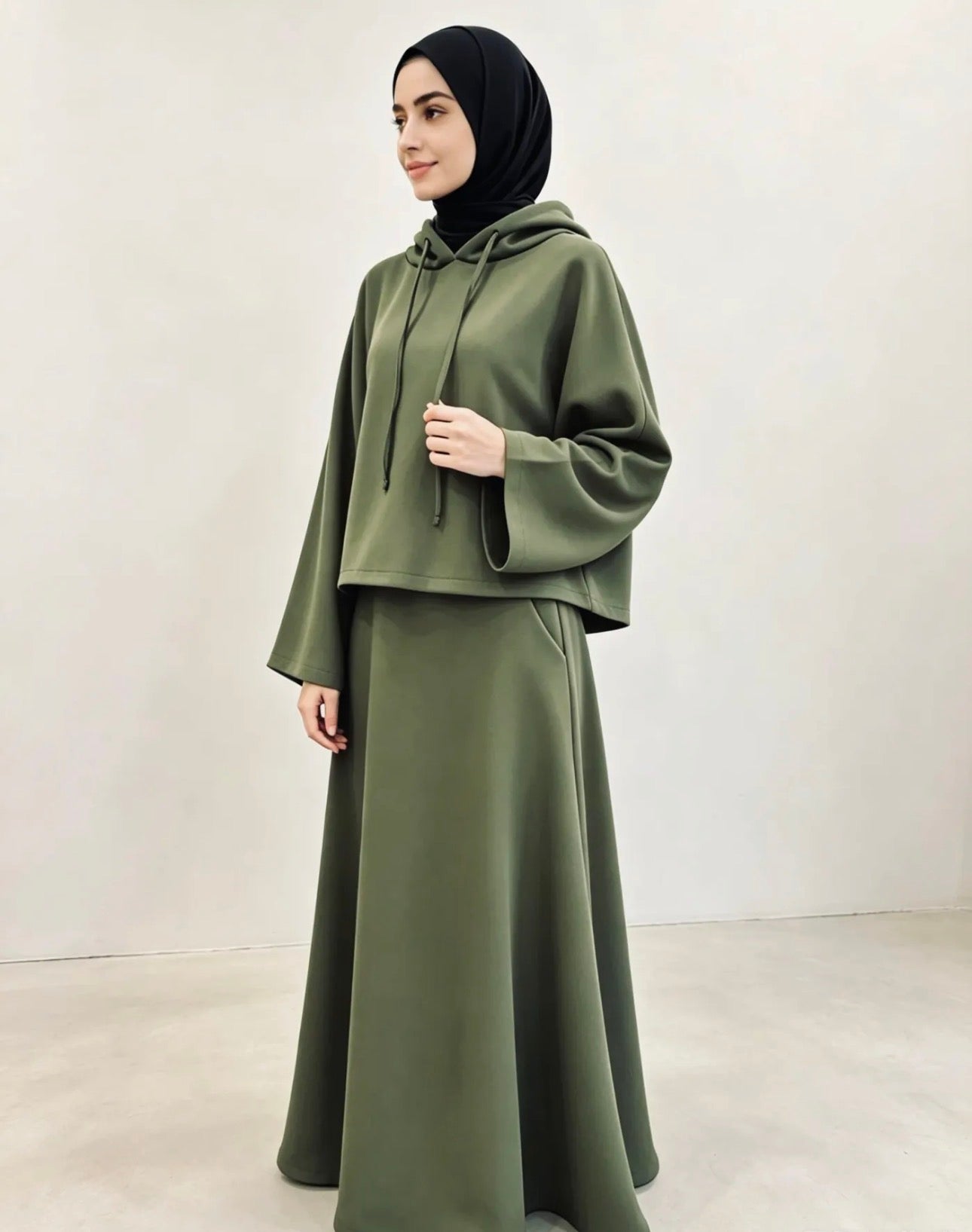 Modest Hoodie Set mit Maxirock – Viskose Komfort