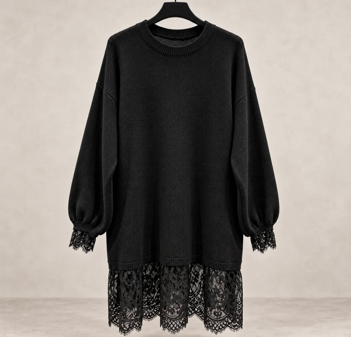 Strickpullover mit Spitzenabschluss – 6010