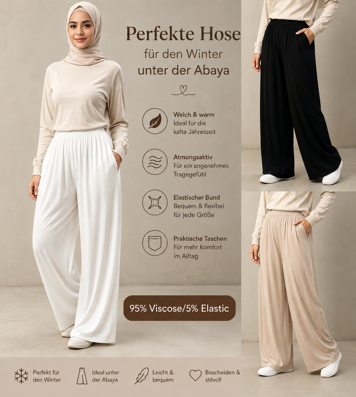 Weite Viskose-Hose – ideal unter der Abaya