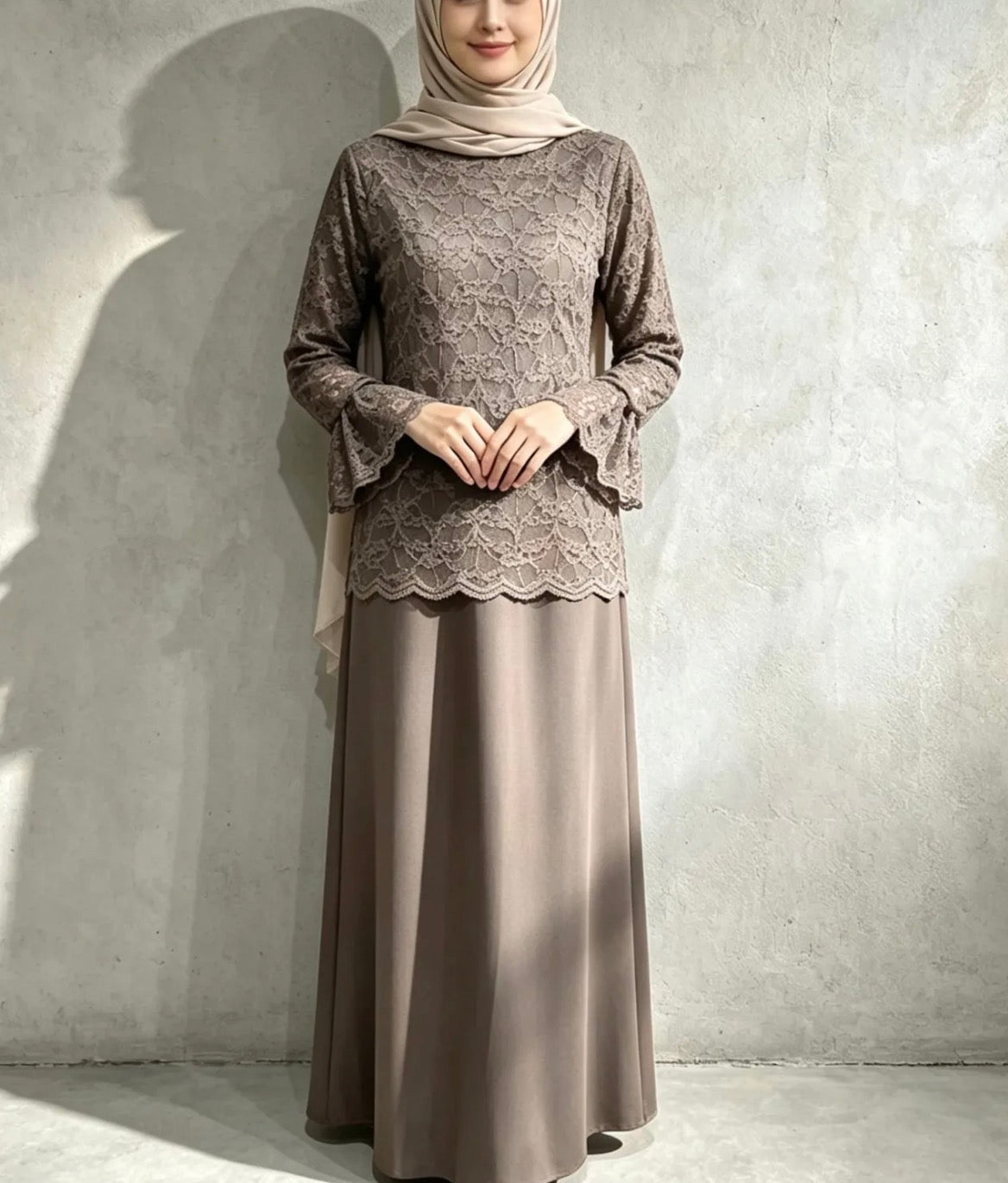 Elegantes Spitzen-Set mit Rock -1507