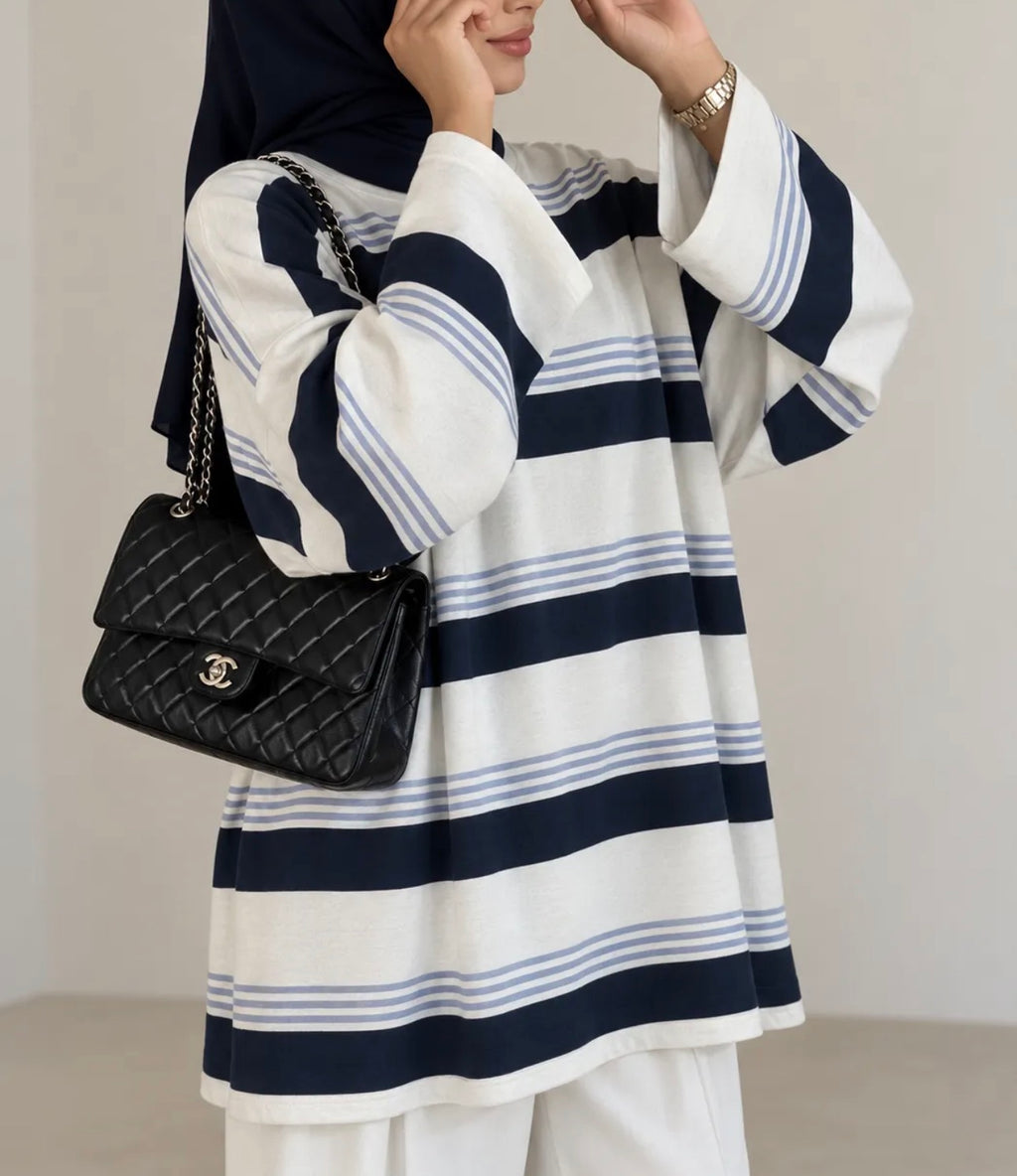 Gestreiftes Oversize Oberteil - 5077